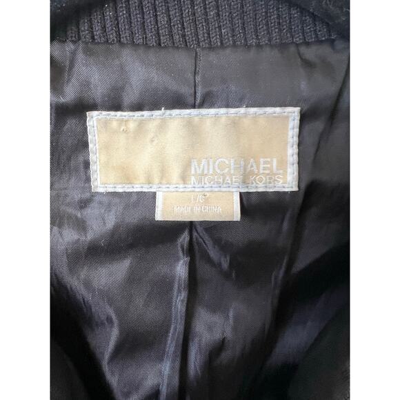 MICHAEL KORS WOMENS GENUINE LEATHER BLACK MOTO BIKER JACKET COAT BLACK SIZE L - Picture 9 of 15